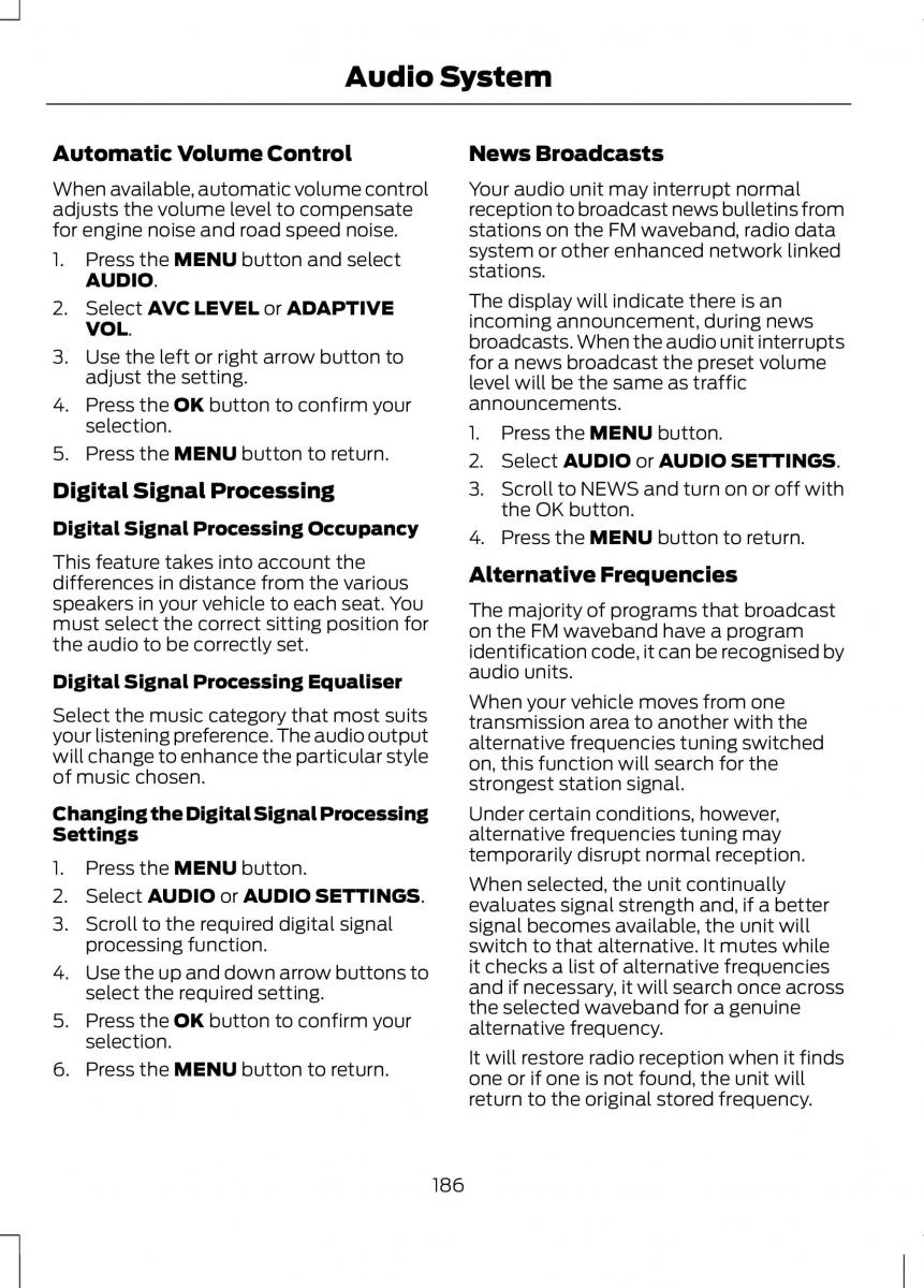 Ford B Max owners manual / page 188