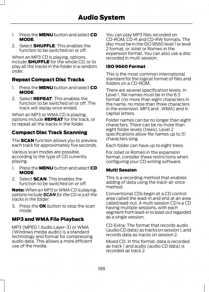 Ford B Max owners manual / page 190