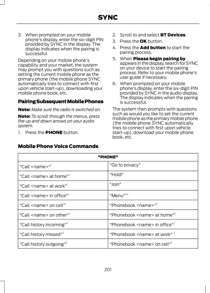 Ford B Max owners manual / page 203