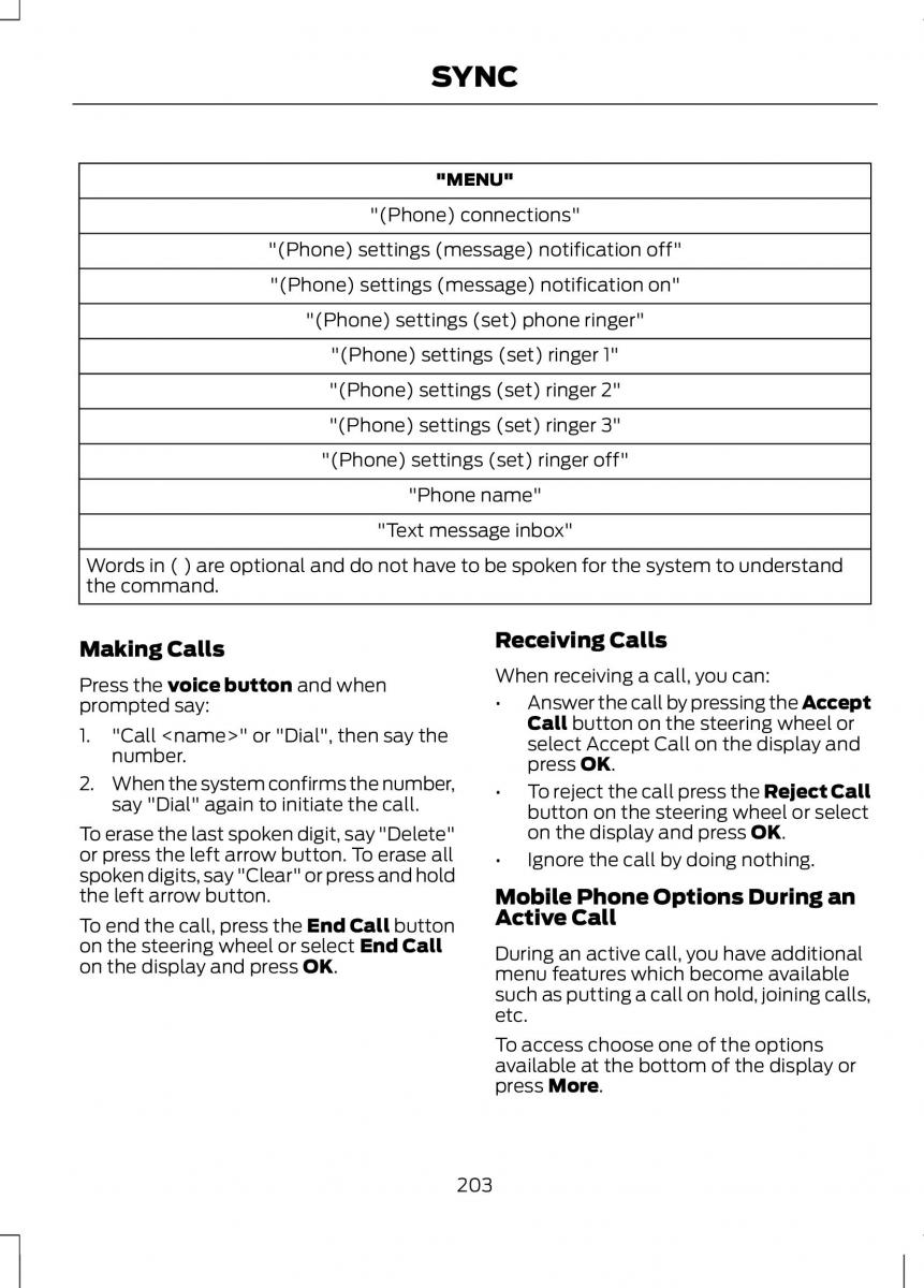 Ford B Max owners manual / page 205