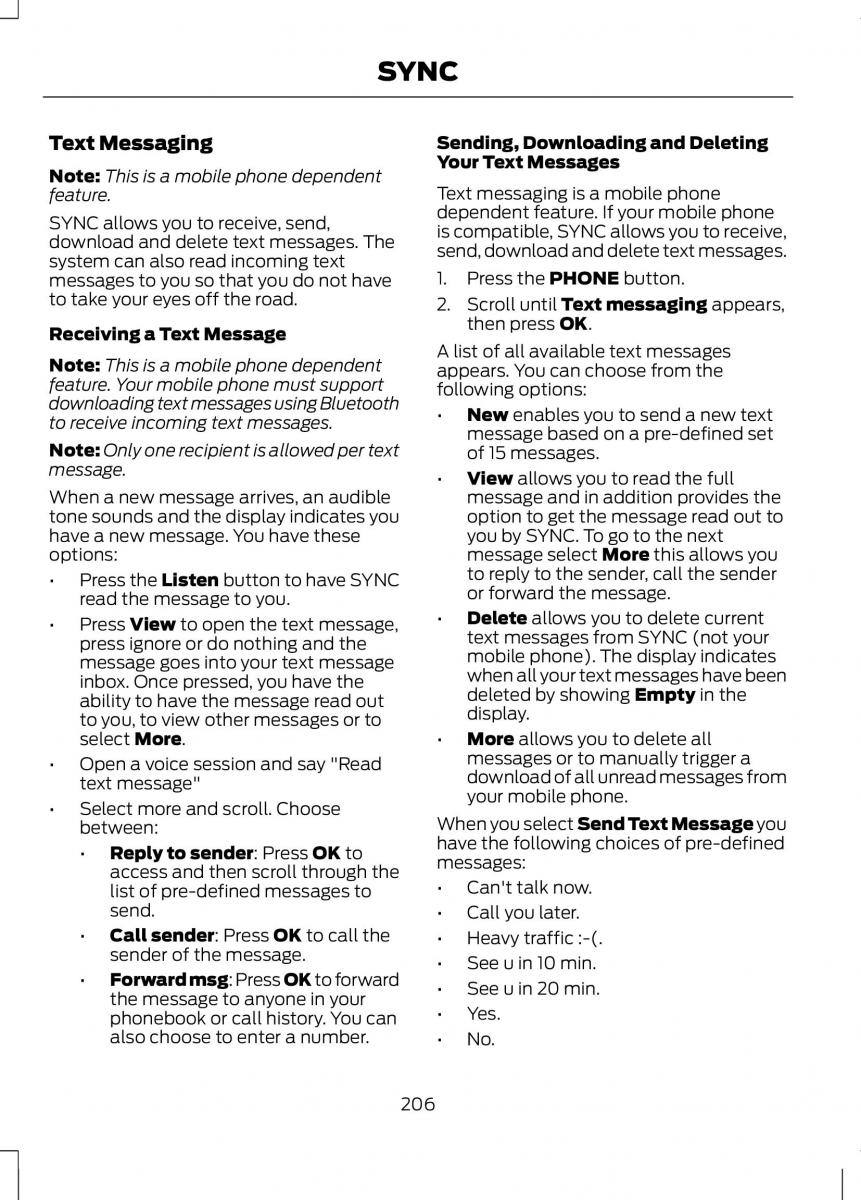 Ford B Max owners manual / page 208