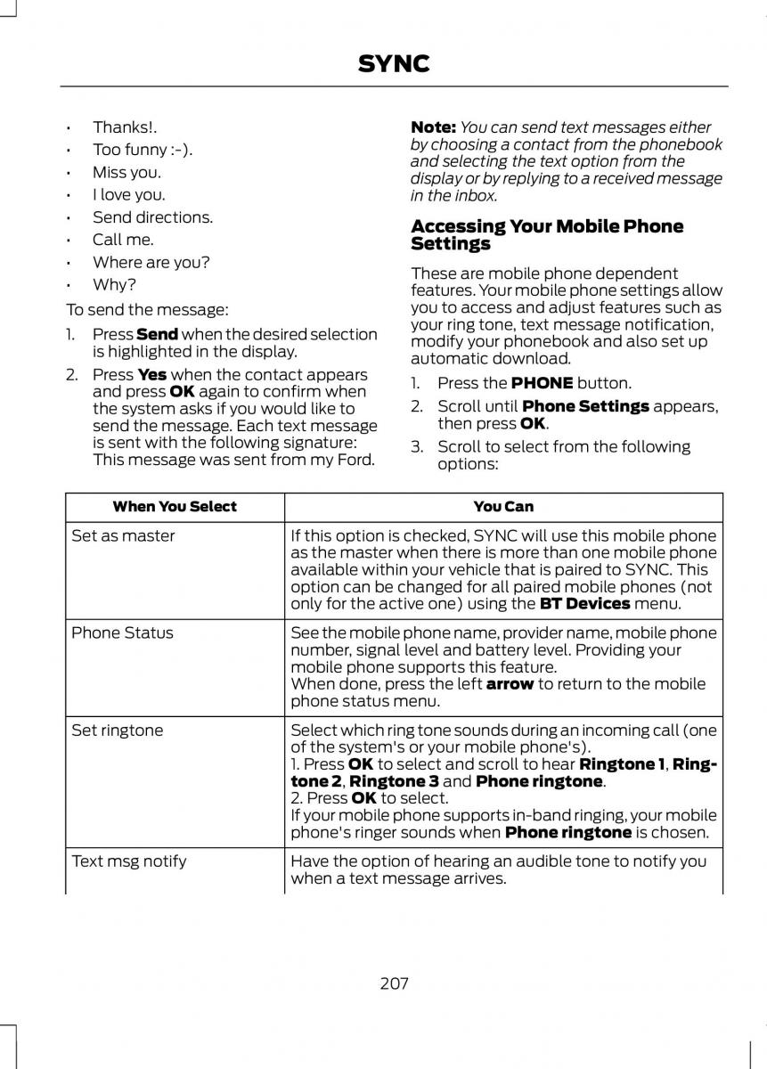 Ford B Max owners manual / page 209