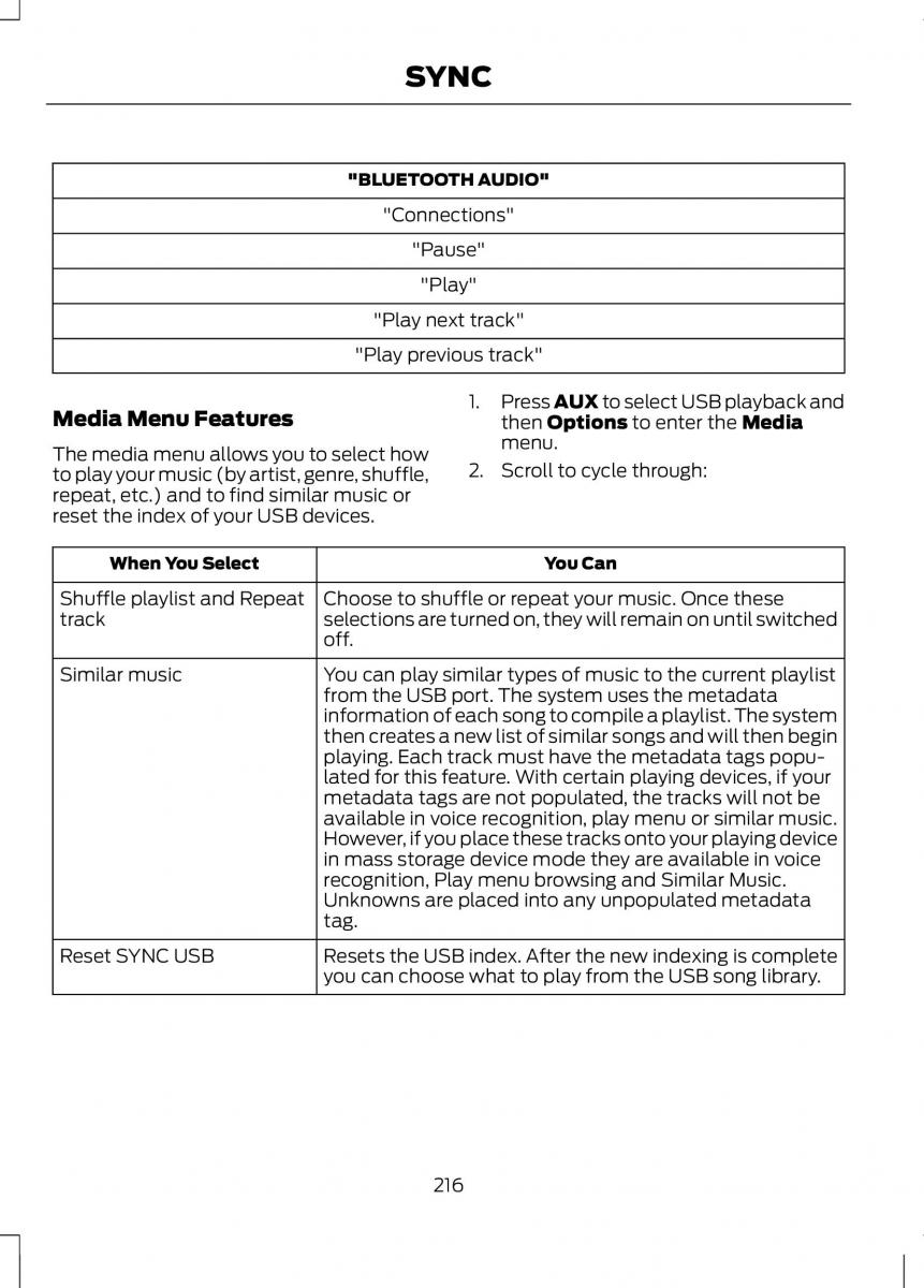 Ford B Max owners manual / page 218