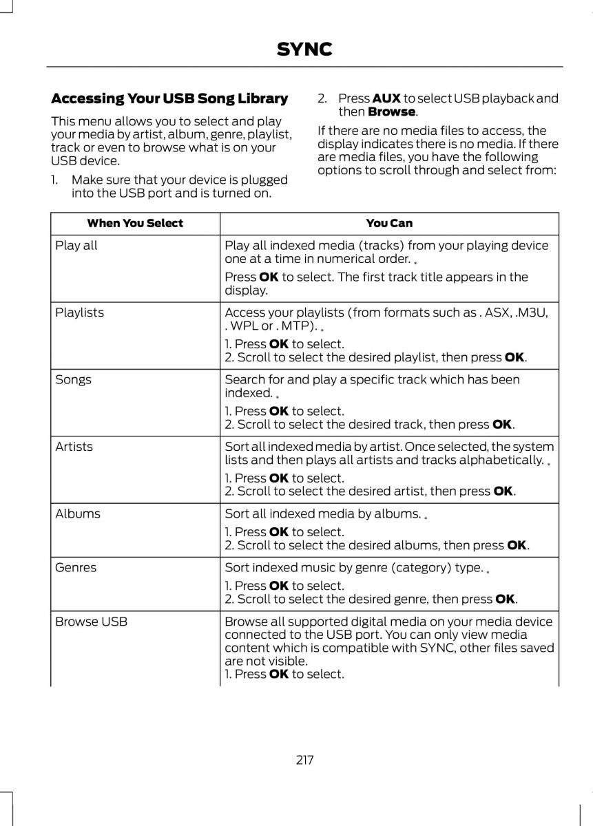 Ford B Max owners manual / page 219