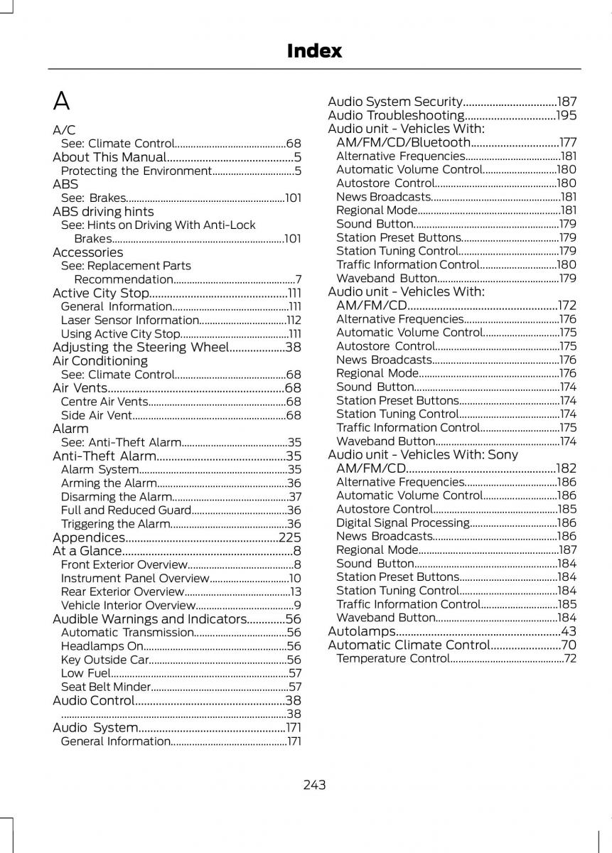 Ford B Max owners manual / page 245