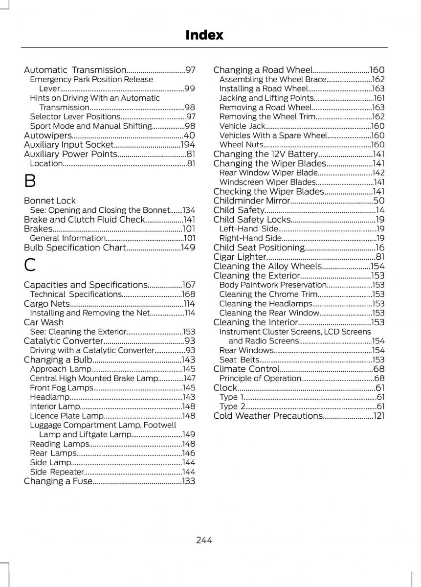 Ford B Max owners manual / page 246