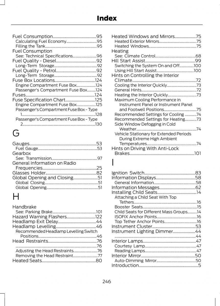 Ford B Max owners manual / page 248