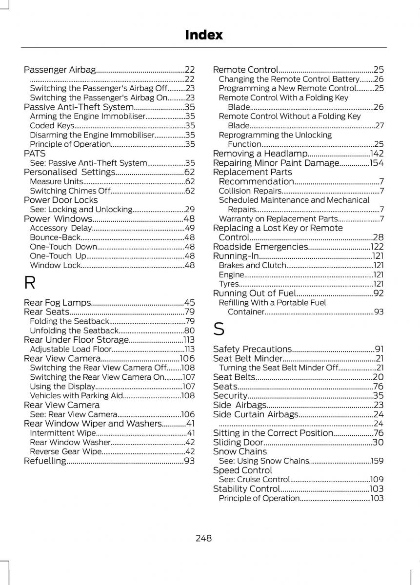 Ford B Max owners manual / page 250