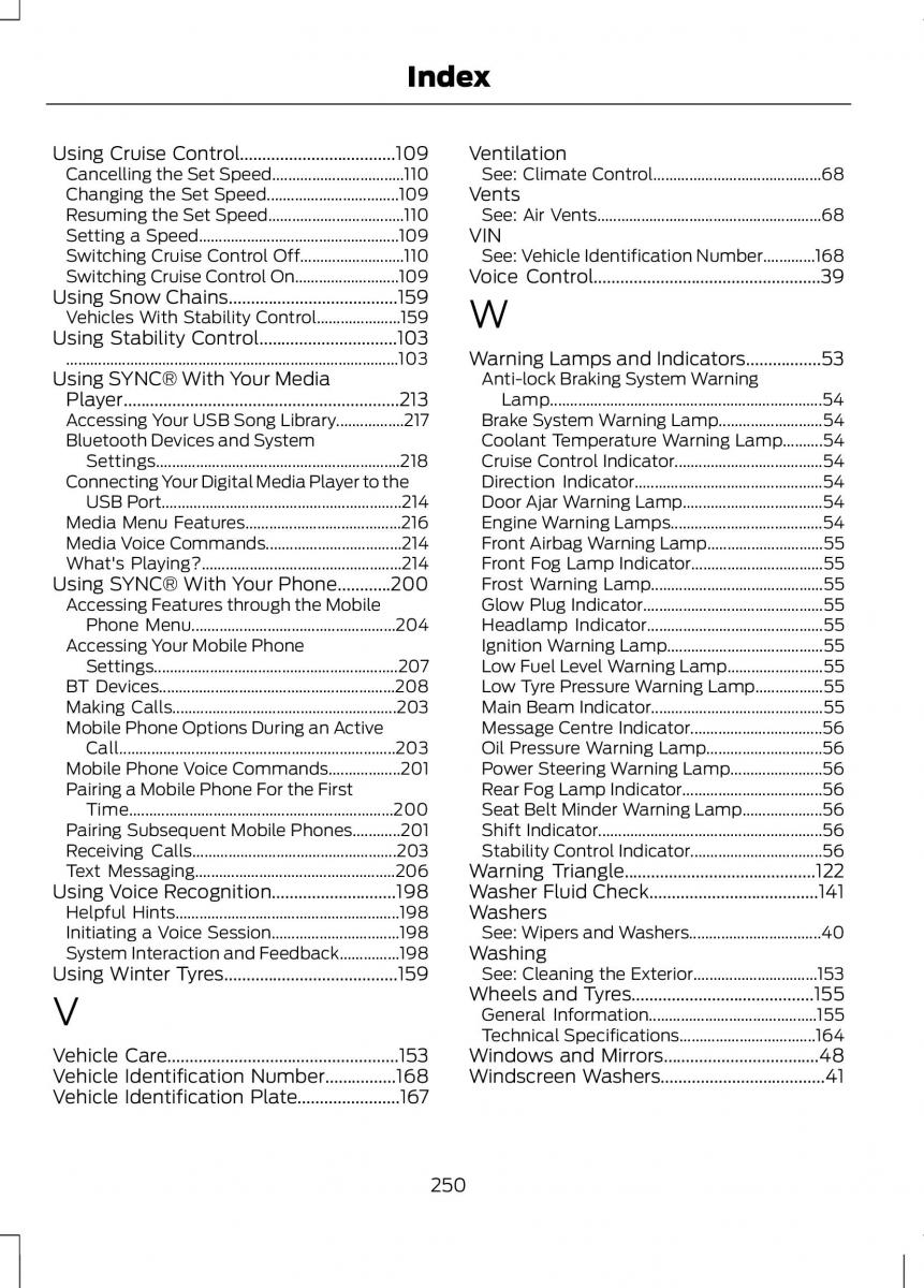 Ford B Max owners manual / page 252