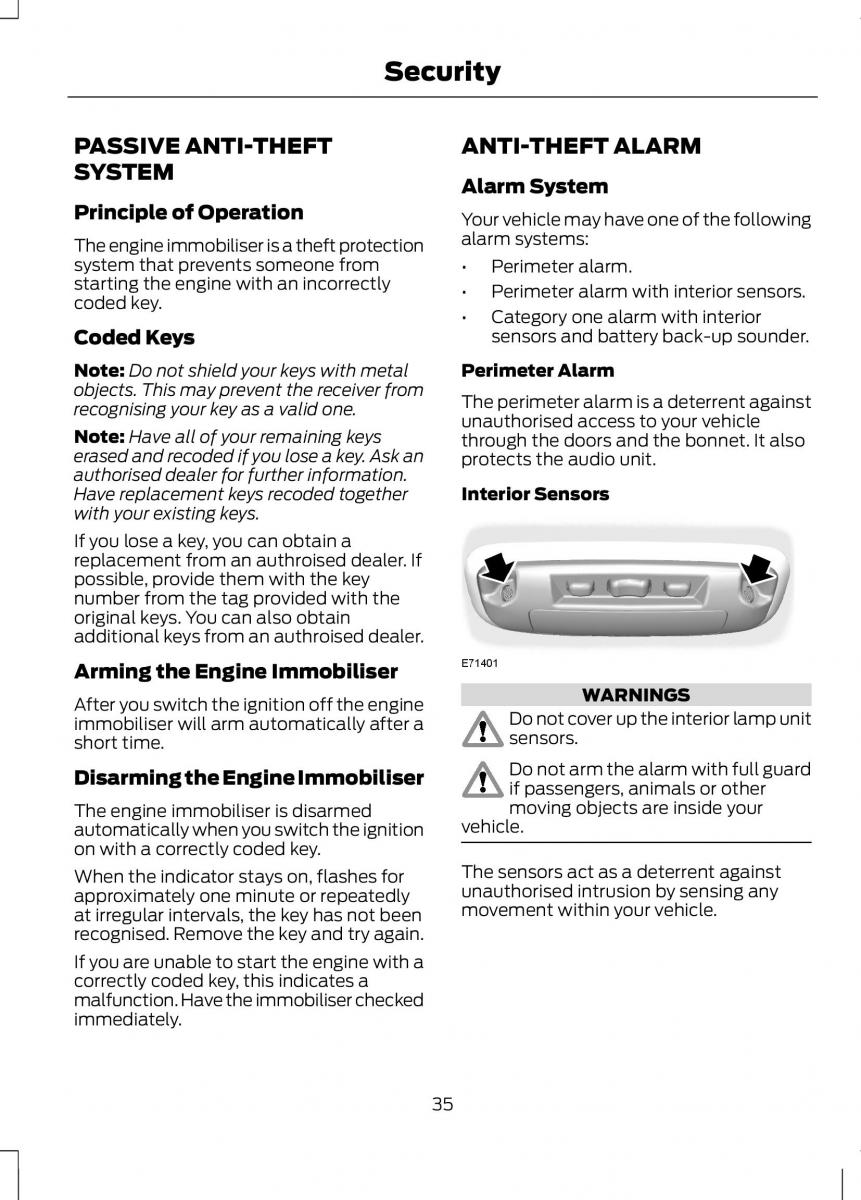 Ford B Max owners manual / page 37