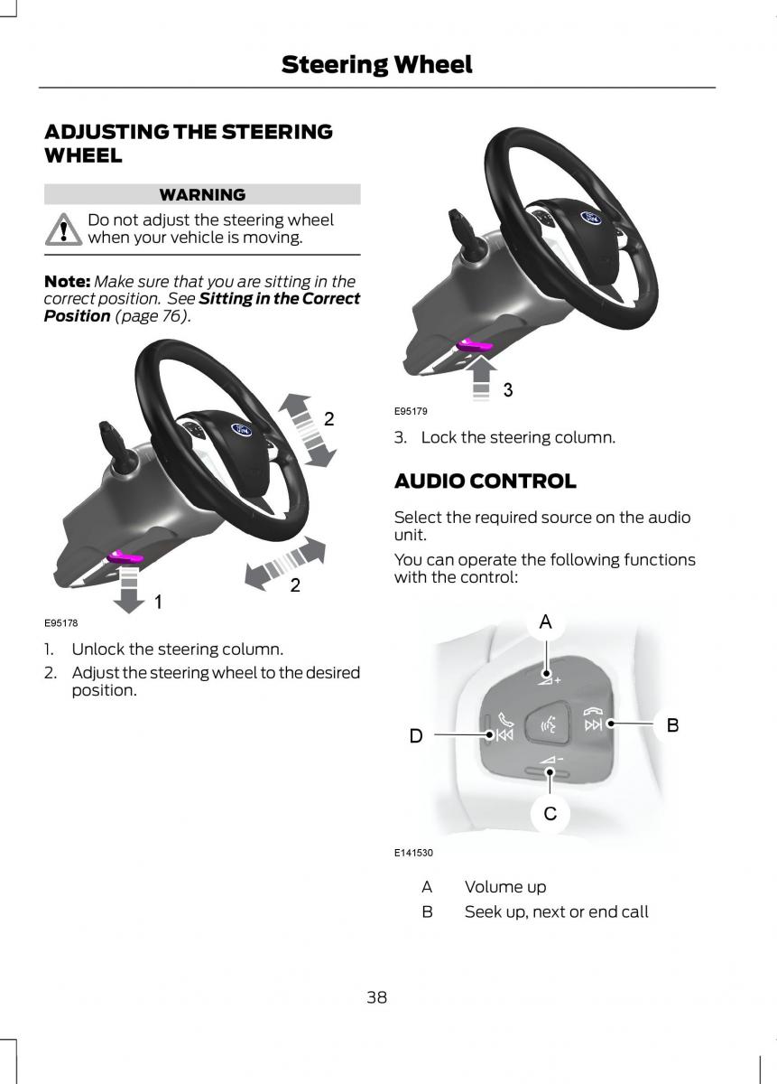 Ford B Max owners manual / page 40