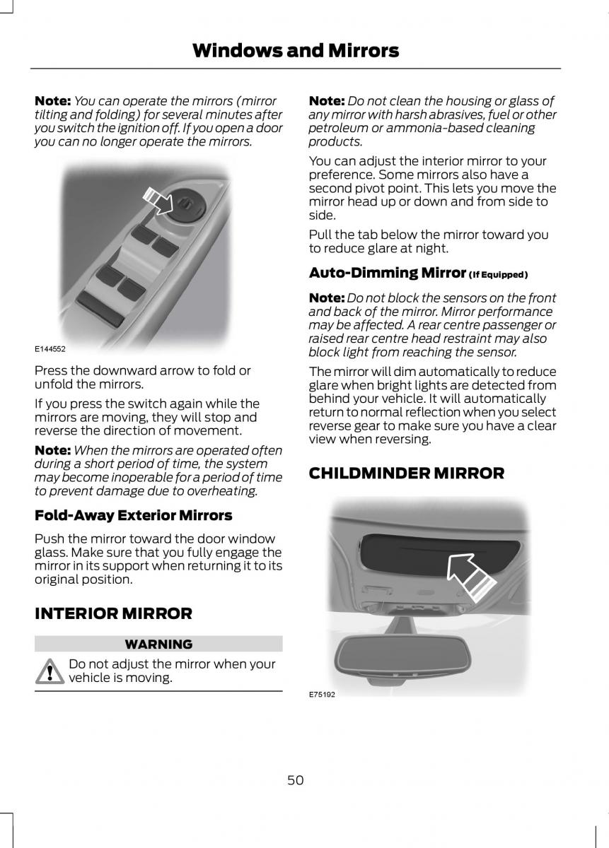 Ford B Max owners manual / page 52