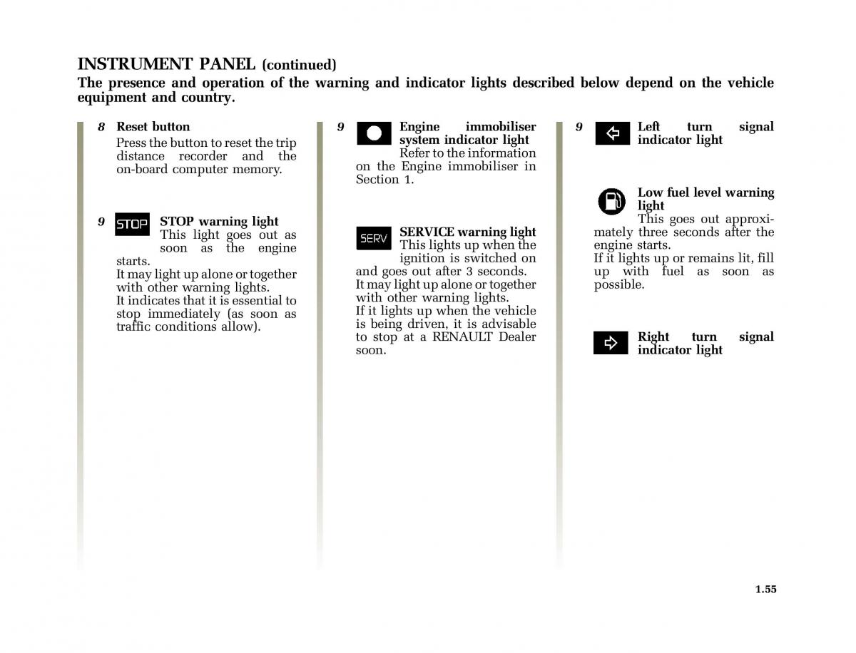 Renault Laguna I 1 owners manual / page 62