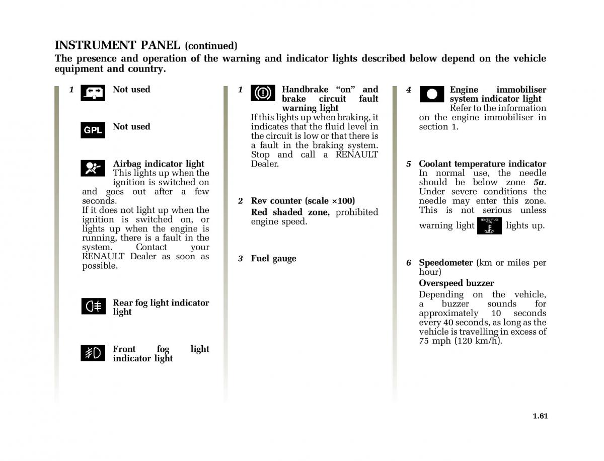 Renault Laguna I 1 owners manual / page 68