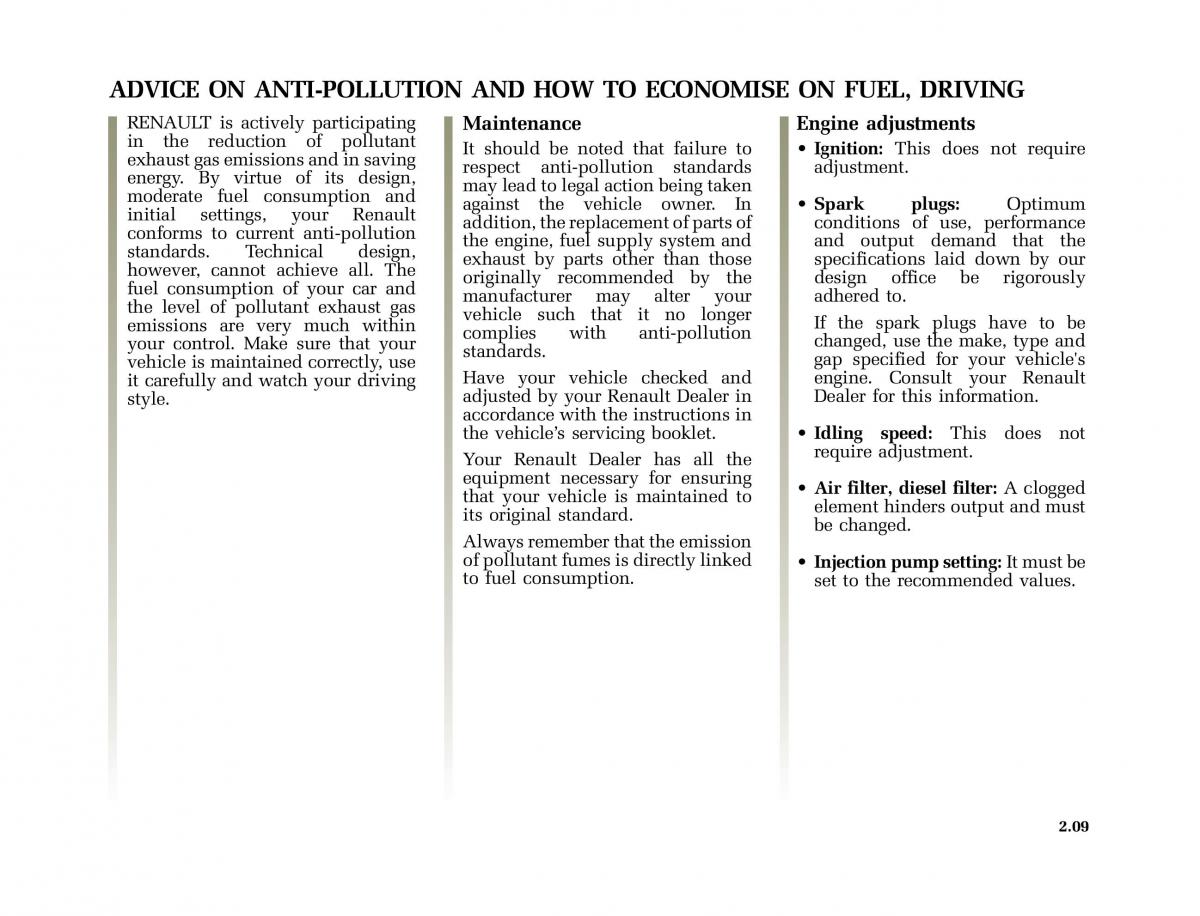 Renault Laguna I 1 owners manual / page 106