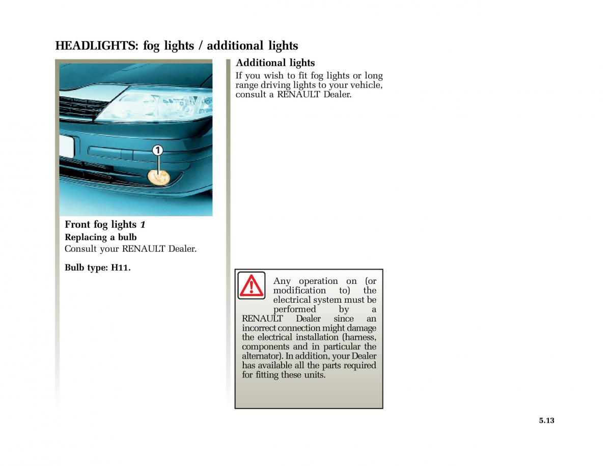 Renault Laguna I 1 owners manual / page 206