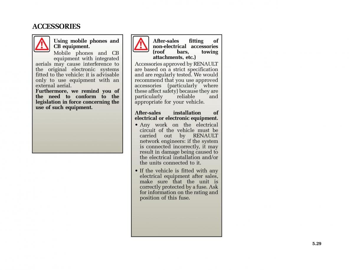 Renault Laguna I 1 owners manual / page 222