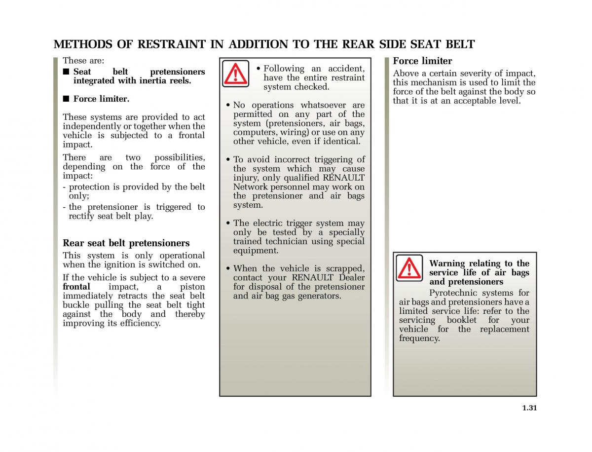 Renault Laguna I 1 owners manual / page 38