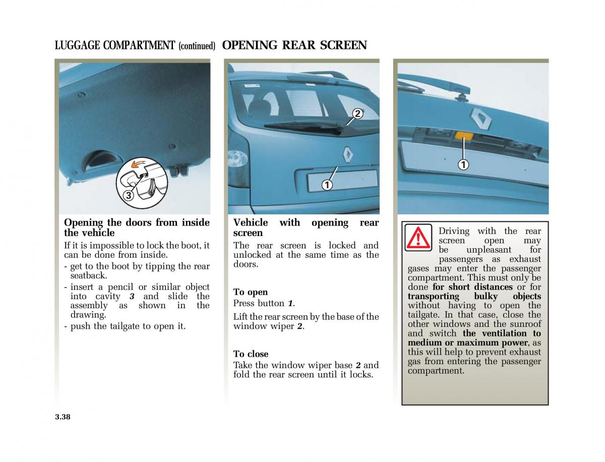 Renault Laguna II 2 owners manual / page 167