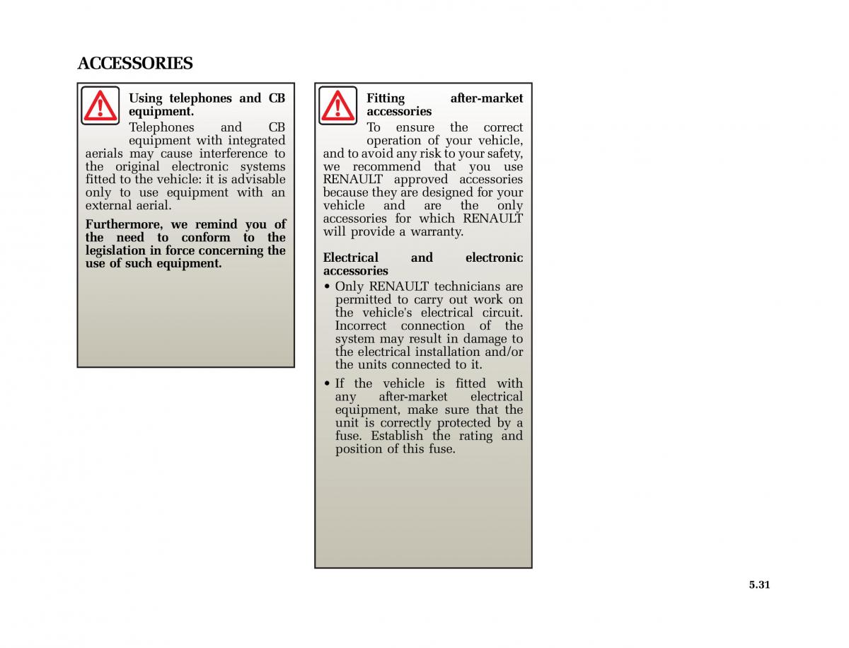 Renault Laguna II 2 owners manual / page 222