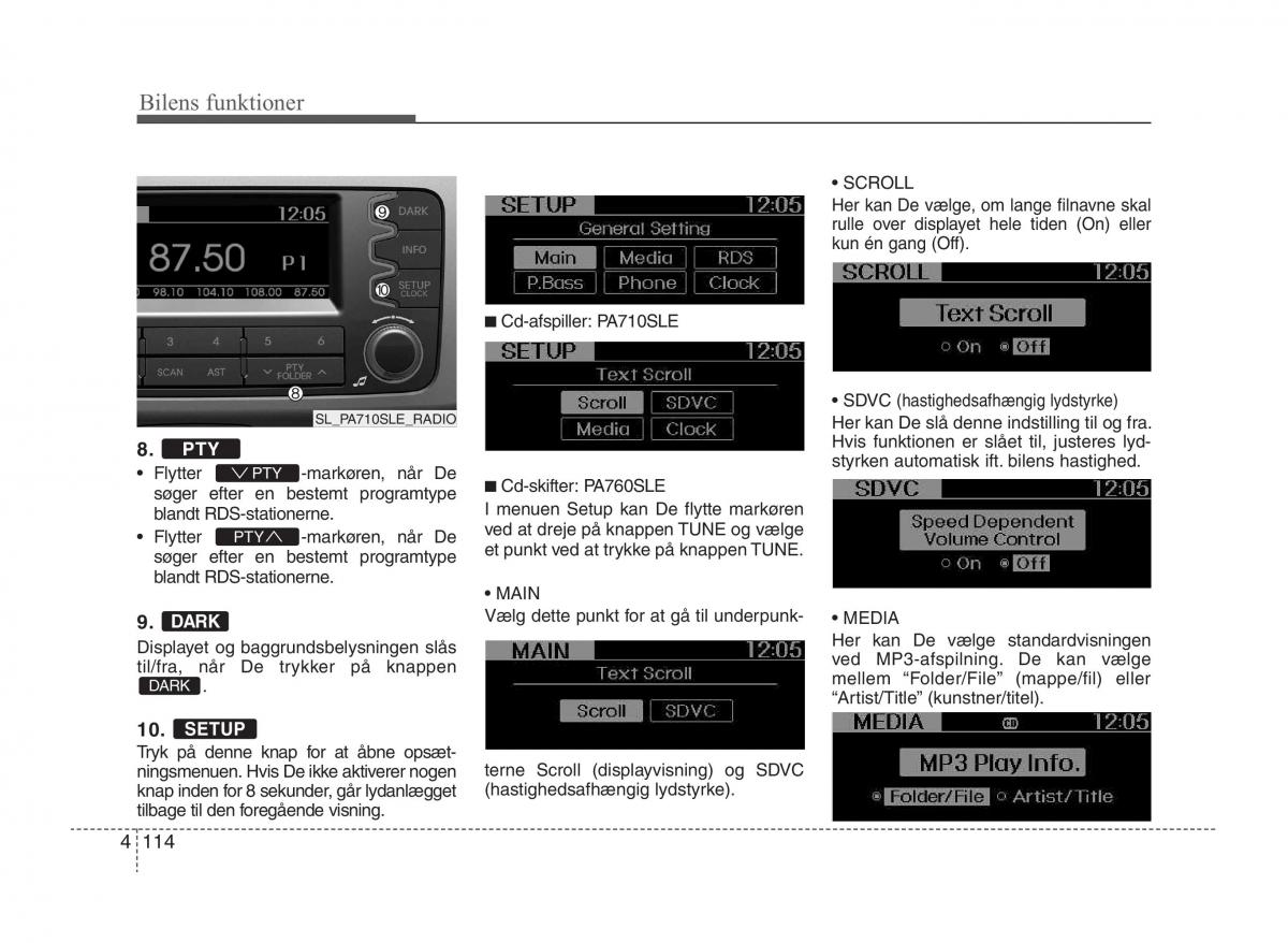 KIA Sportage III 3 Bilens instruktionsbog / page 192