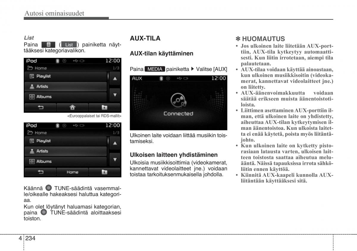 KIA Sportage III 3 omistajan kasikirja / page 307