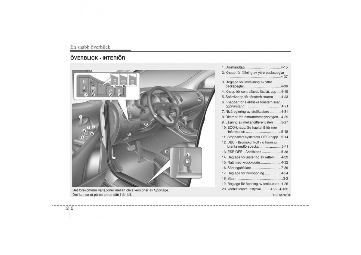 KIA Sportage III 3 instruktionsbok / page 20