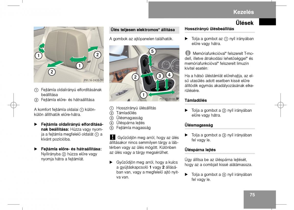 Mercedes Benz E Class W211 Kezelesi utmutato / page 77