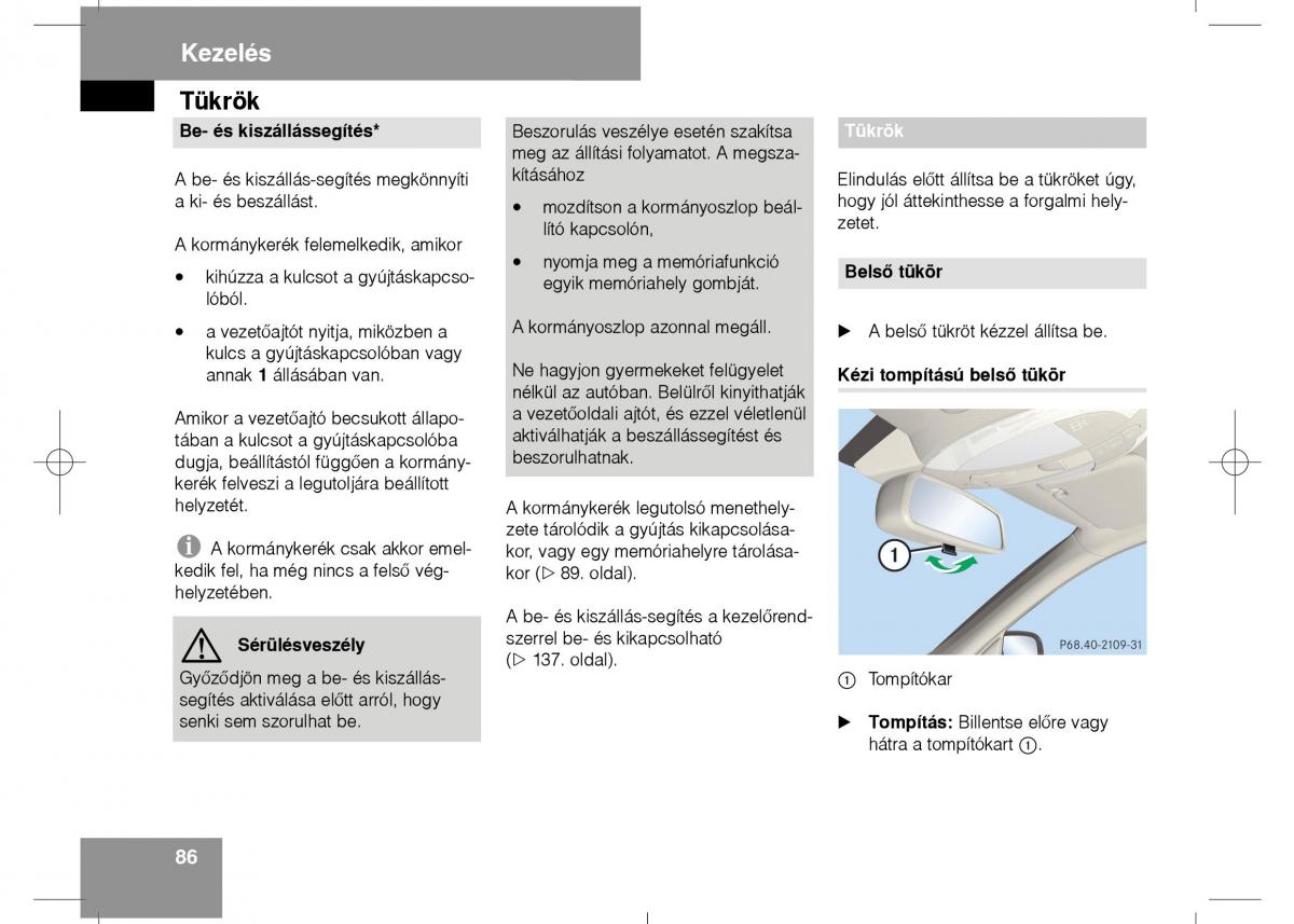 Mercedes Benz E Class W211 Kezelesi utmutato / page 88