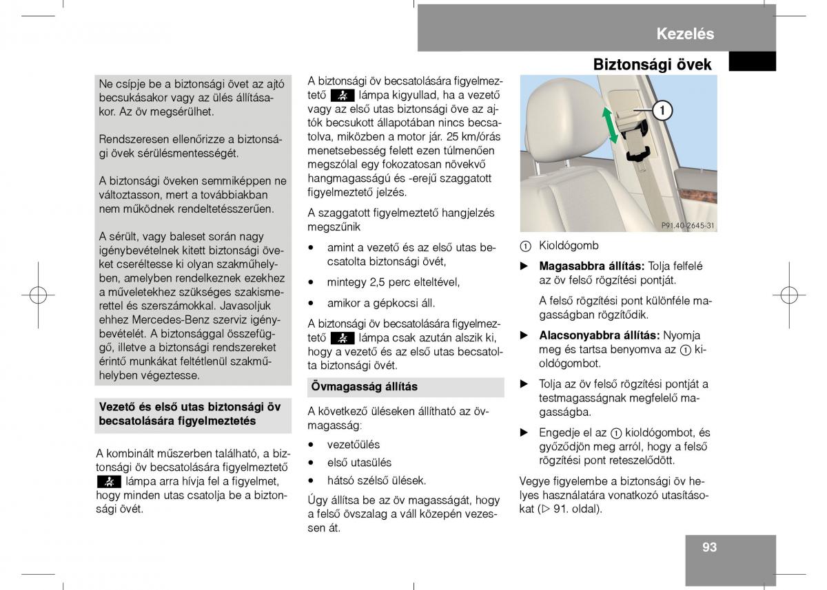 Mercedes Benz E Class W211 Kezelesi utmutato / page 95