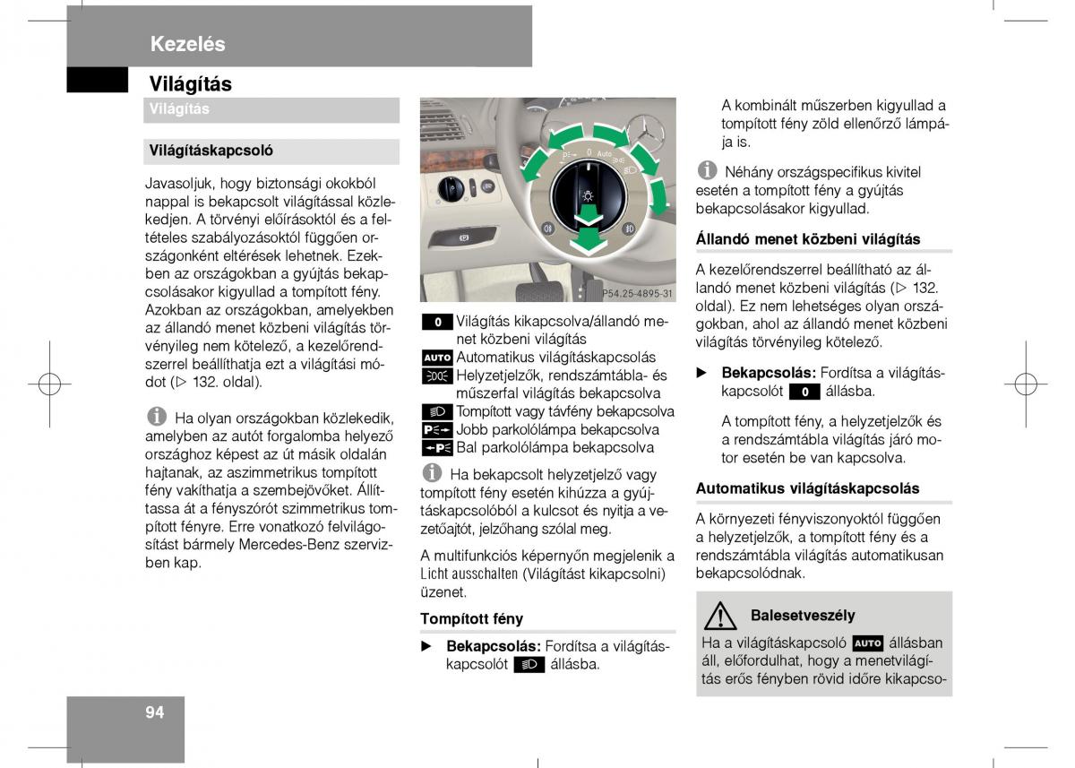 Mercedes Benz E Class W211 Kezelesi utmutato / page 96