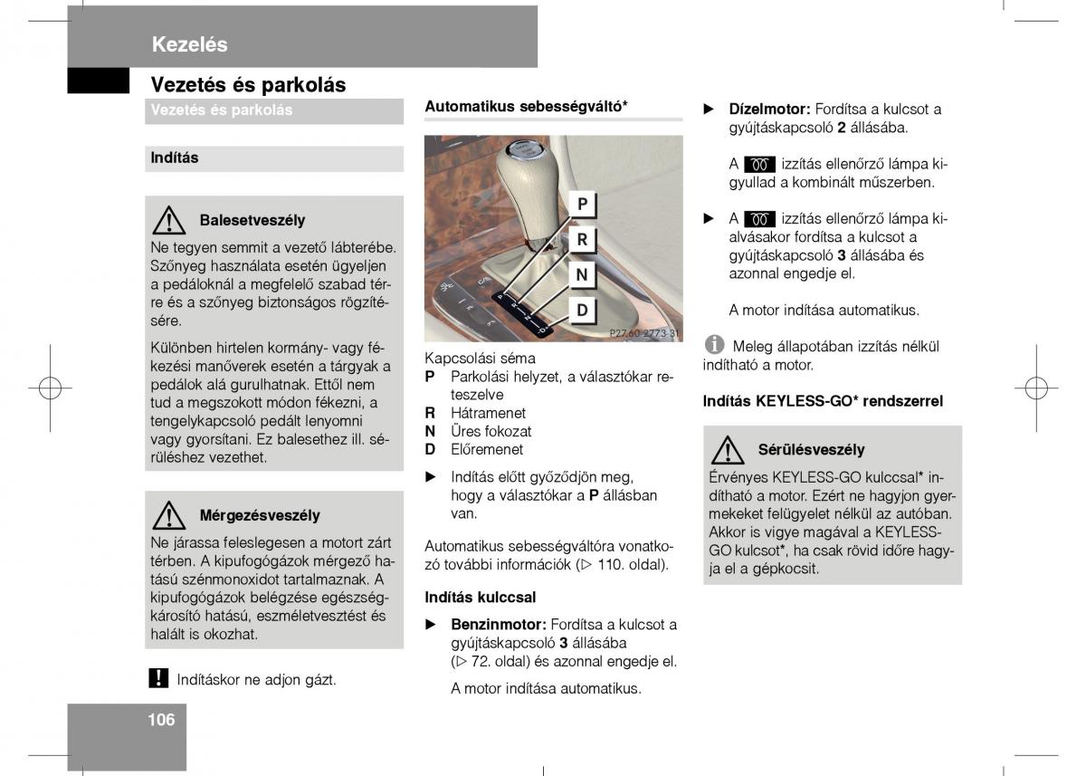 Mercedes Benz E Class W211 Kezelesi utmutato / page 108