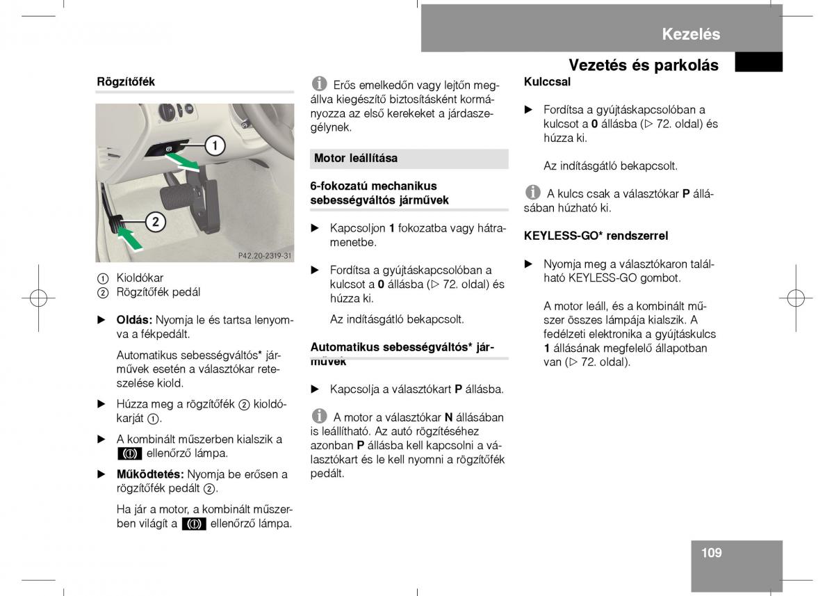 Mercedes Benz E Class W211 Kezelesi utmutato / page 111