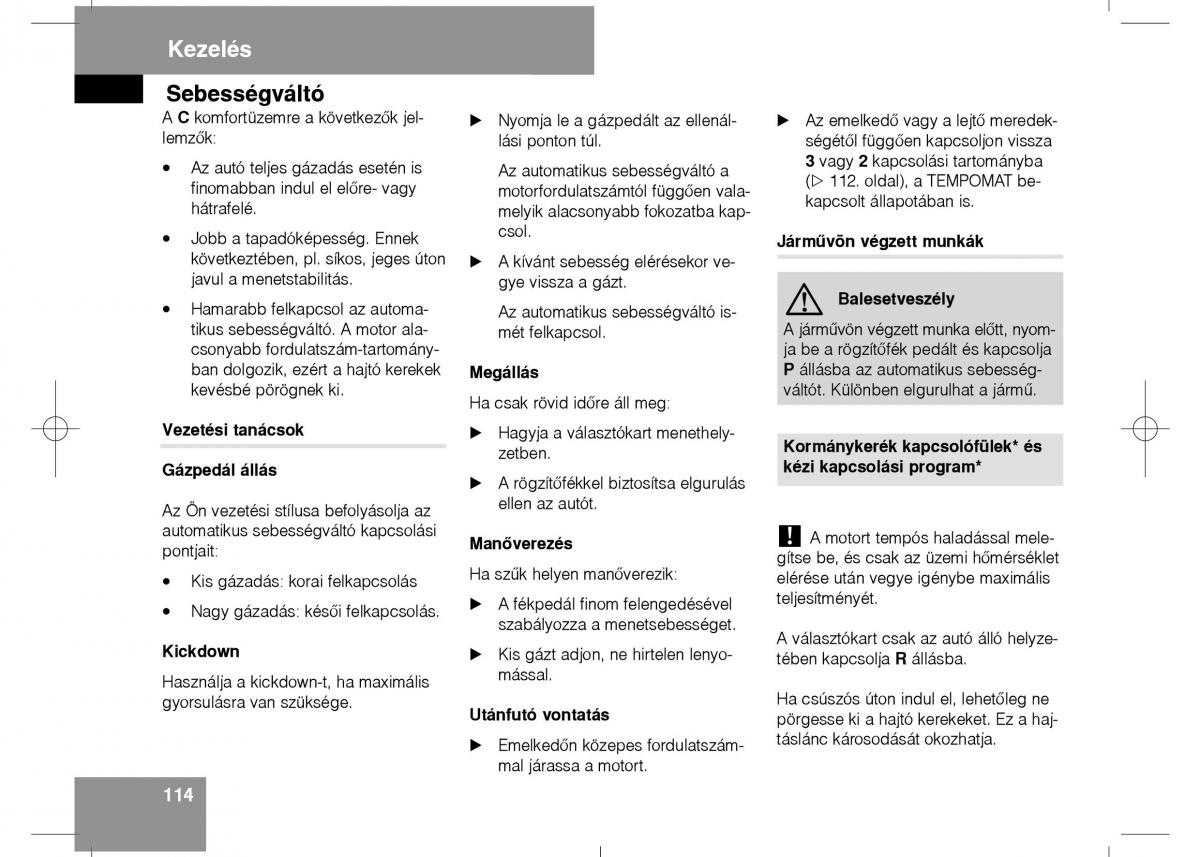 Mercedes Benz E Class W211 Kezelesi utmutato / page 116