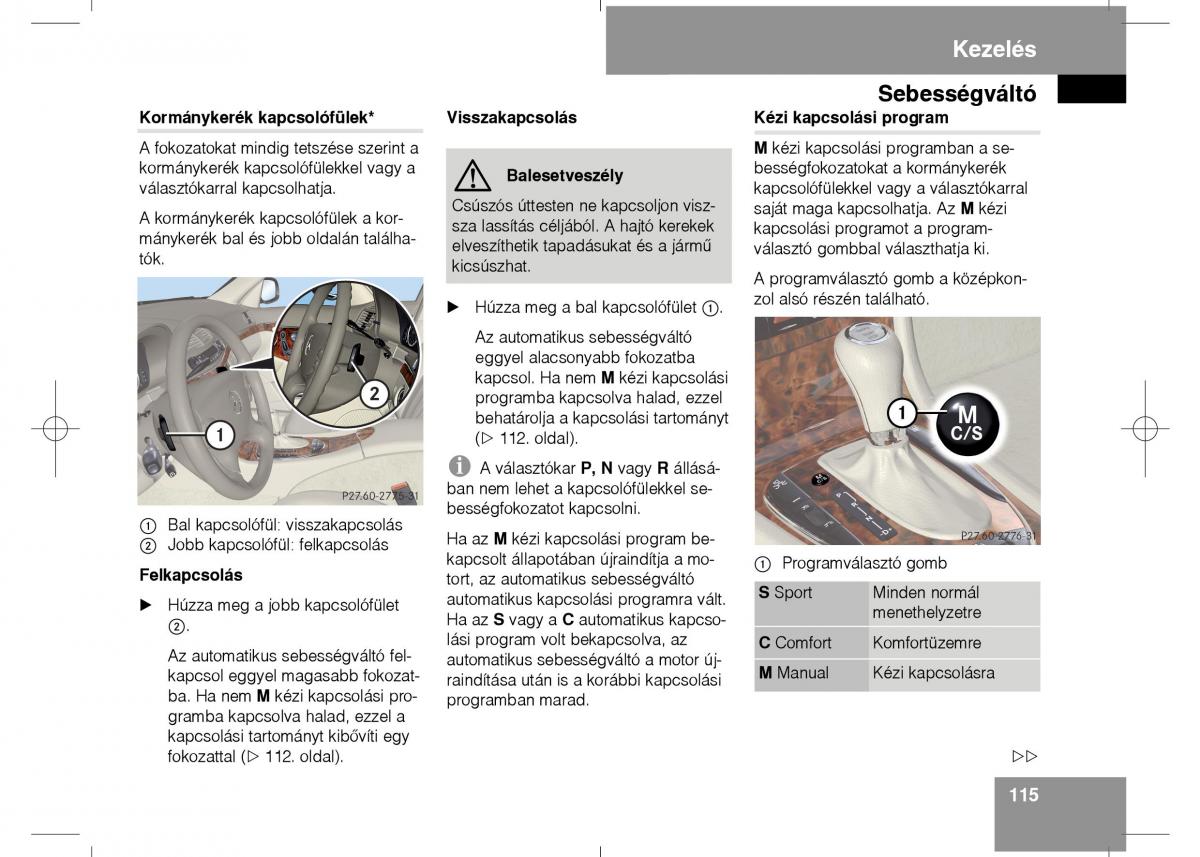 Mercedes Benz E Class W211 Kezelesi utmutato / page 117