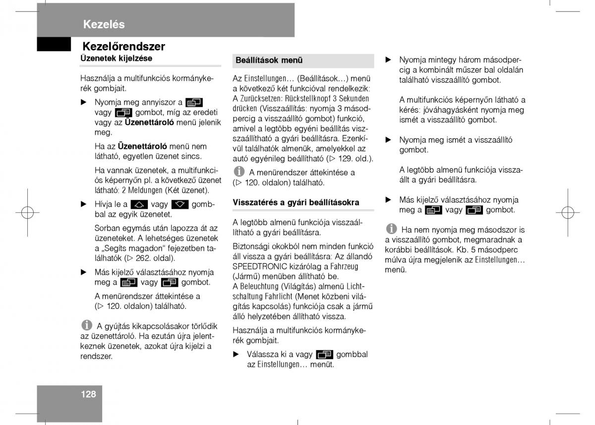 Mercedes Benz E Class W211 Kezelesi utmutato / page 130