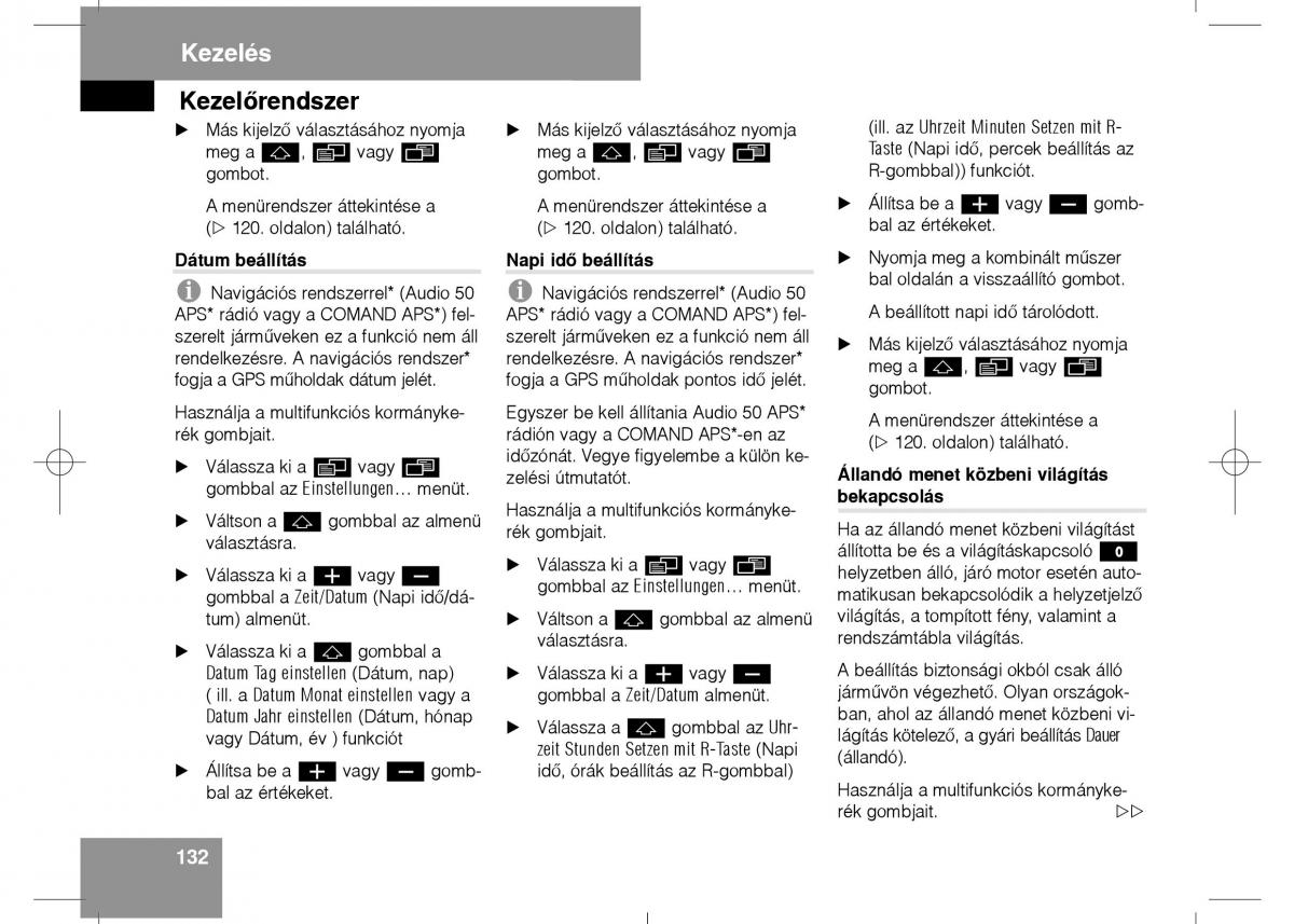 Mercedes Benz E Class W211 Kezelesi utmutato / page 134