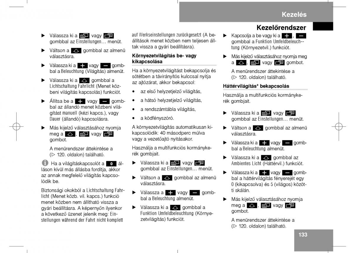 Mercedes Benz E Class W211 Kezelesi utmutato / page 135