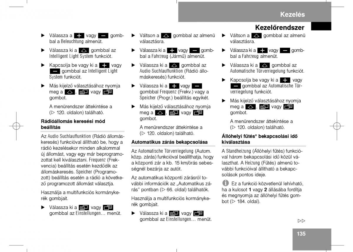 Mercedes Benz E Class W211 Kezelesi utmutato / page 137