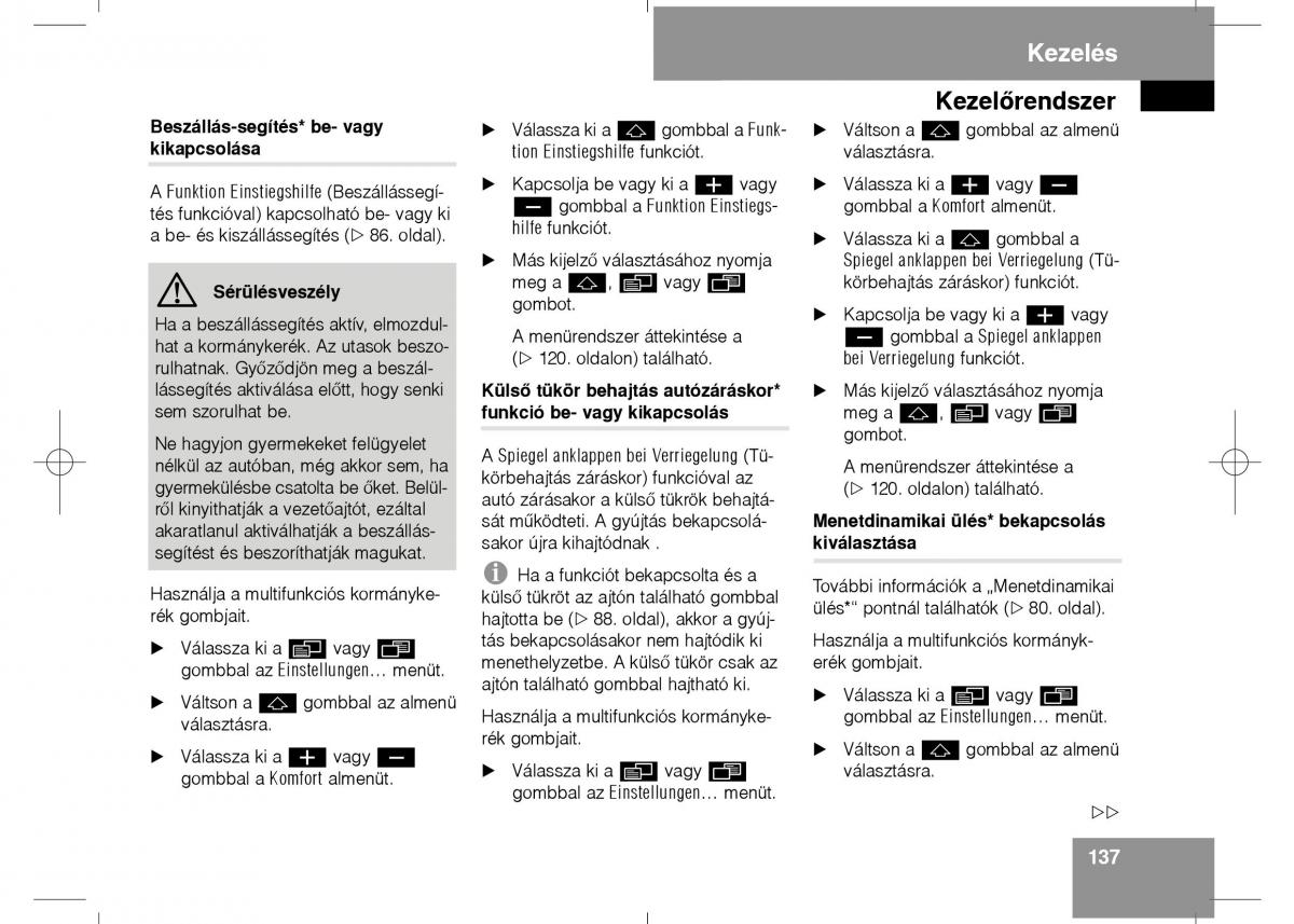 Mercedes Benz E Class W211 Kezelesi utmutato / page 139