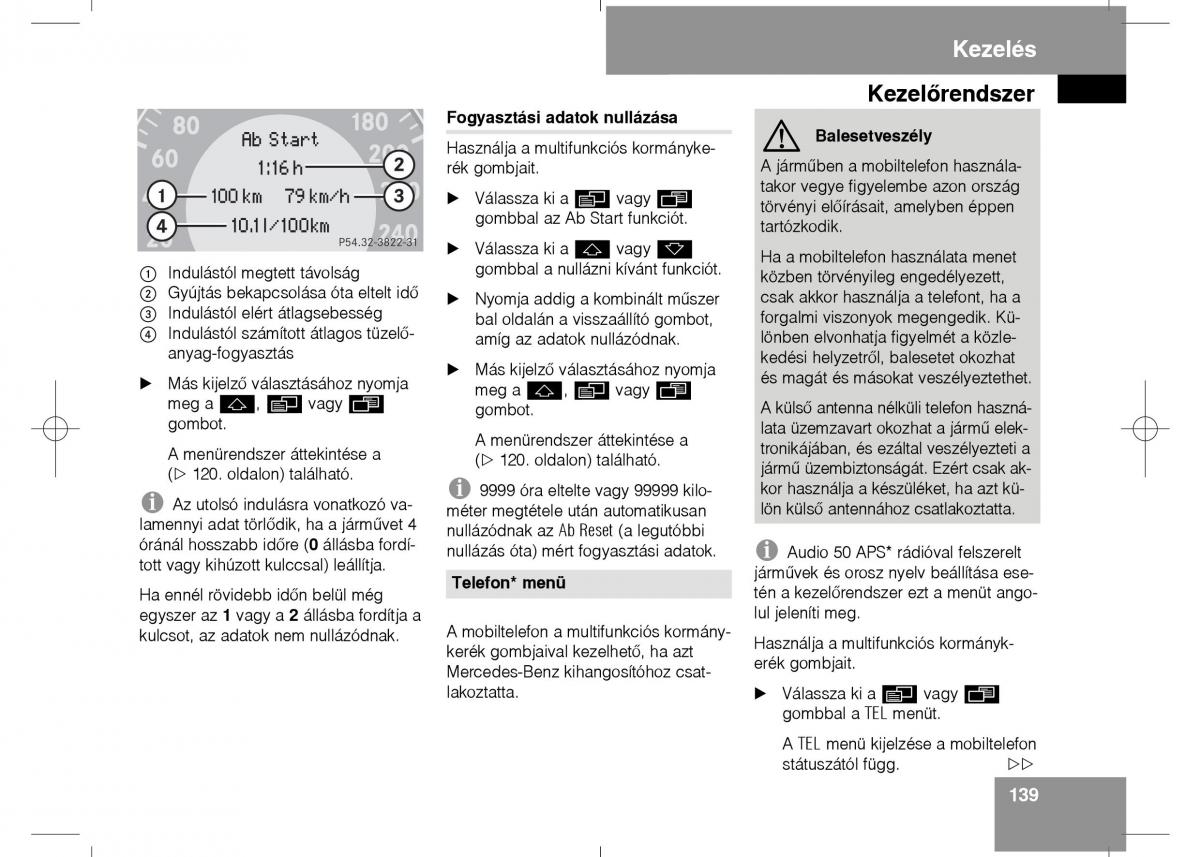 Mercedes Benz E Class W211 Kezelesi utmutato / page 141