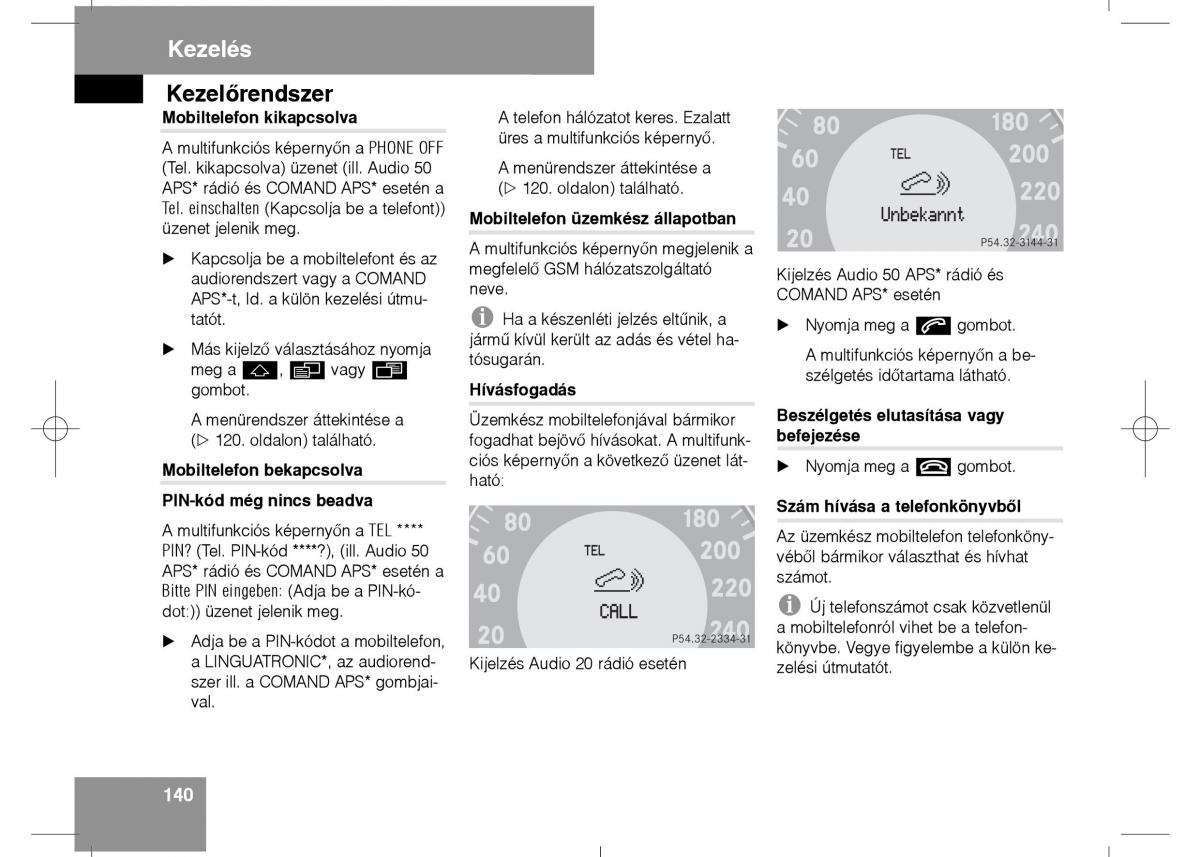 Mercedes Benz E Class W211 Kezelesi utmutato / page 142