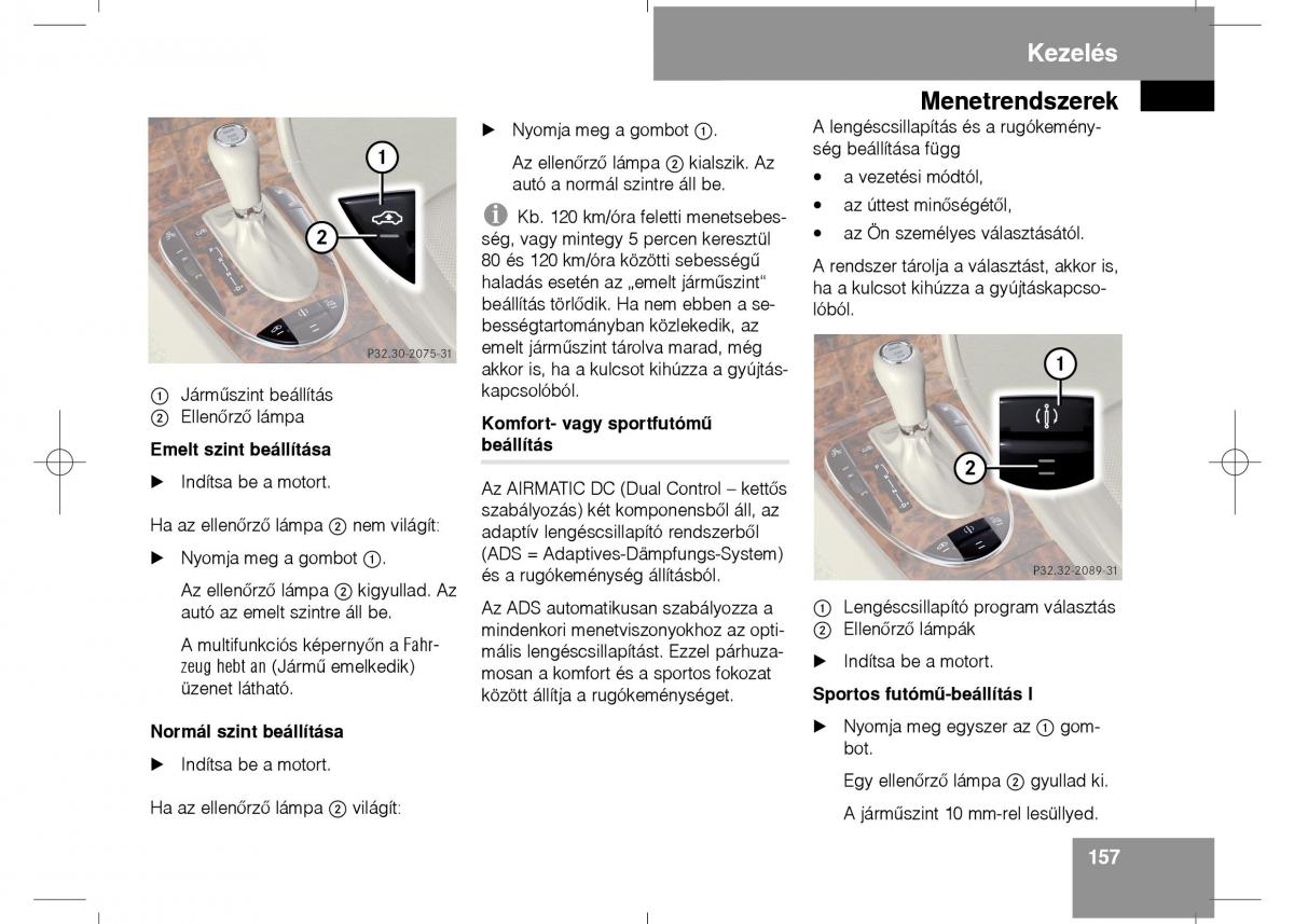 Mercedes Benz E Class W211 Kezelesi utmutato / page 159