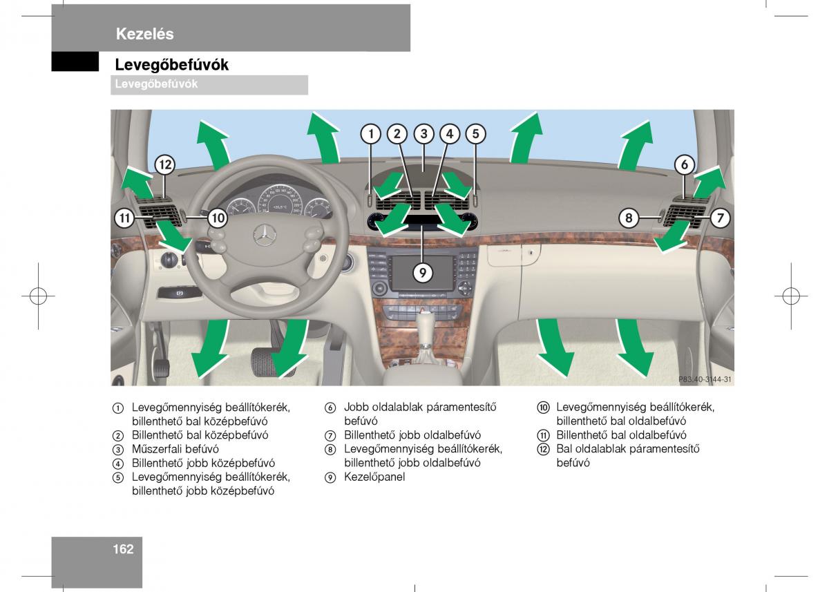 Mercedes Benz E Class W211 Kezelesi utmutato / page 164