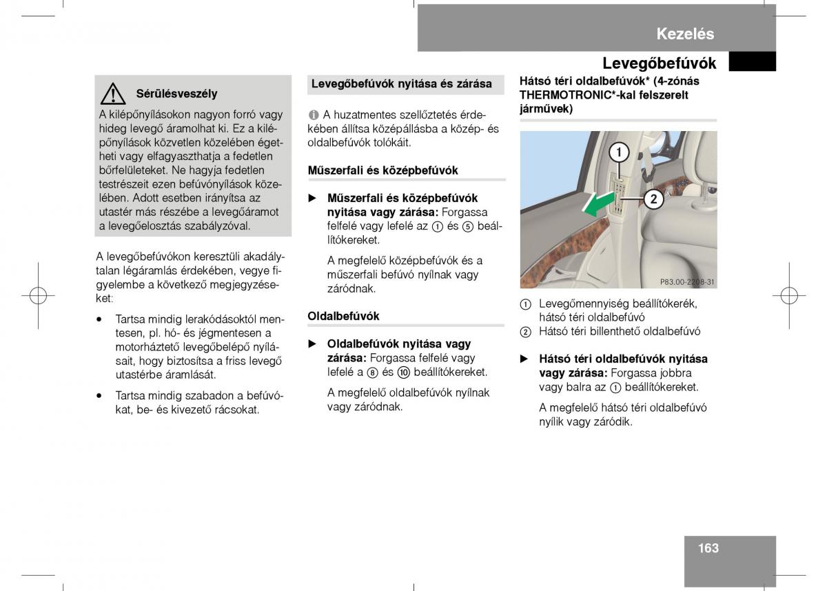 Mercedes Benz E Class W211 Kezelesi utmutato / page 165