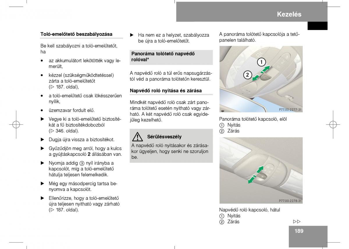 Mercedes Benz E Class W211 Kezelesi utmutato / page 191