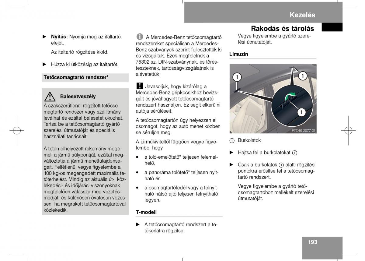 Mercedes Benz E Class W211 Kezelesi utmutato / page 195