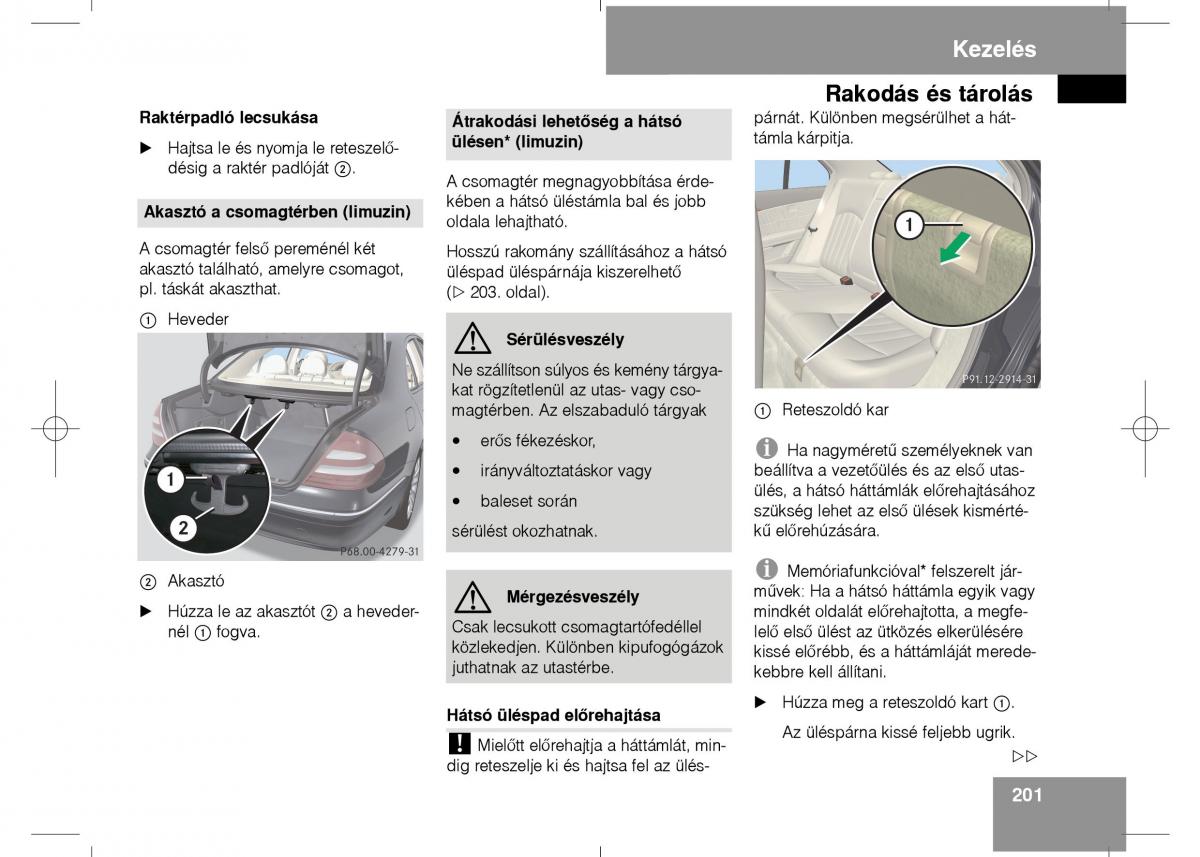 Mercedes Benz E Class W211 Kezelesi utmutato / page 203