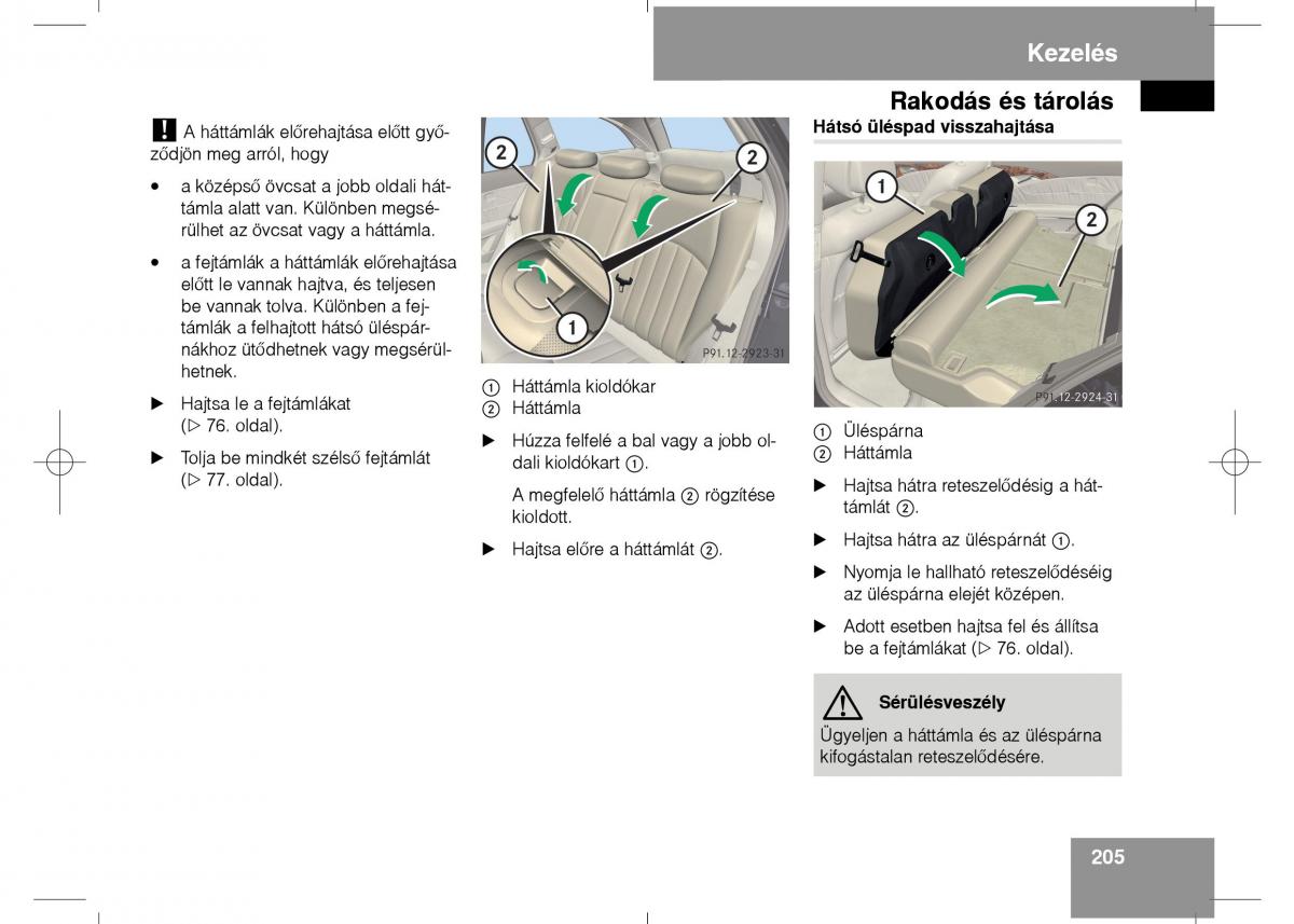 Mercedes Benz E Class W211 Kezelesi utmutato / page 207