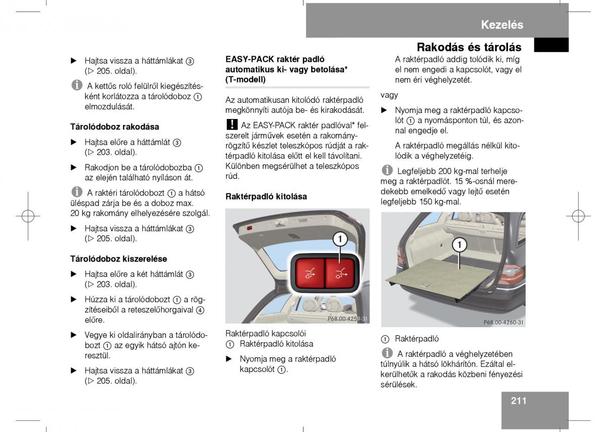 Mercedes Benz E Class W211 Kezelesi utmutato / page 213